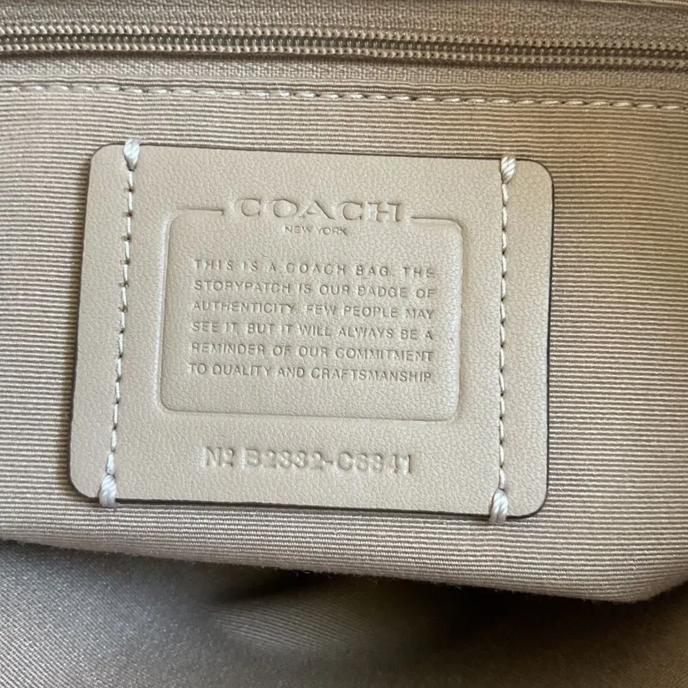 Coach Kacey Satchel Leather Bag in Colorblock Gold Chalk Tan Convertible C6841